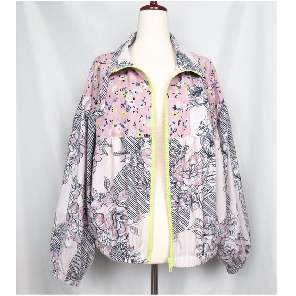 Anthropologie Daily Practice Windbreaker Jacket Pink Floral Print Small - Picture 4 of 11